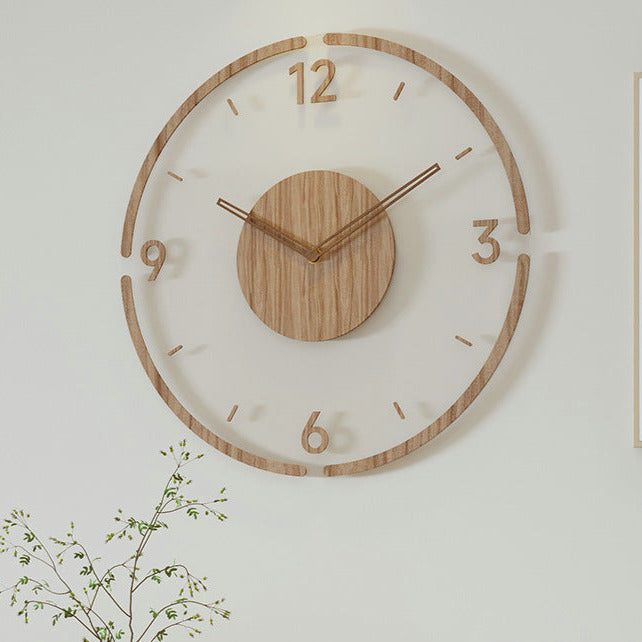 Soreviana Silent Wall Clock in Real Wood, 35 cm Nordic Decor
