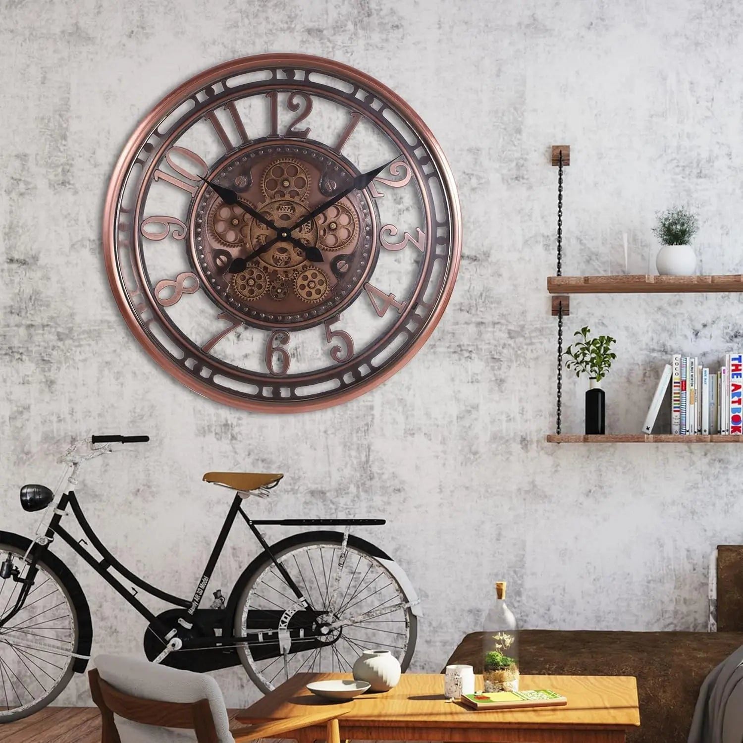 Soreviana Antique Copper Finish Wall Clock for Office